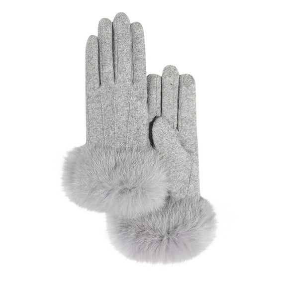 UTSJKR Winter Warm Gloves Faux Fur Sherpa Lined Gloves for Women - Fashion Soft Windproof Plush Gloves for Cold Weather Gray