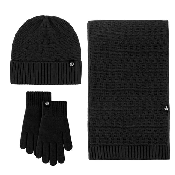 UTSJKR Winter Warm Hat Scarf Glove Set for Women Knitted Beanie Hats Scarves and Gloves Womens Polar Fleece 3-Sets Black