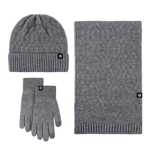 UTSJKR Winter Warm Hat Scarf Glove Set for Women Knitted Beanie Hats Scarves and Gloves Womens Polar Fleece 3-Sets Dark Gray