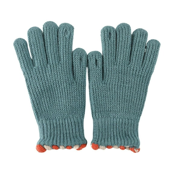 UTSJKR Winter Warm Knit Gloves for Women Men Stretchy Full Finger Gloves for Running Driving Hiking Touchscreen Glove Blue