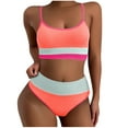 thumbnail image 1 of UTSJKR Women 2 Piece Bikini Set High Waisted Color Block Swimsuit 2025 Summer Beach Scrunch Ribbed Bathing Suit Orange L, 1 of 2