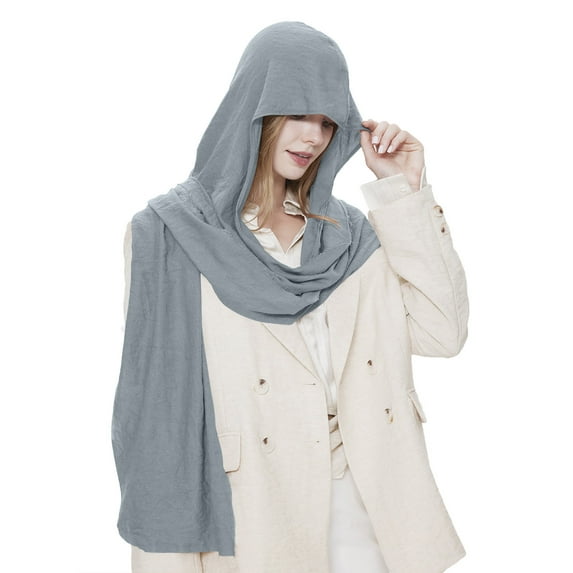 UTSJKR Women Fall Cotton Blend Crinkle Vintage Soft Long Scarf Linen Comfy Shawl Wrap Big Head Scarf for All Season Gray