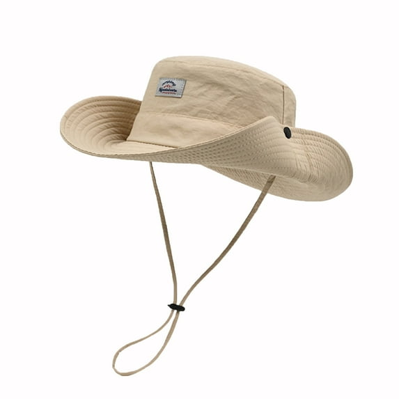 UTSJKR Women Foldable Strawstring Fishing Hat Solid Sun Protection Bucket Caps Crushable Basin Hats Mountaineering Cap Khaki M