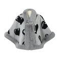 thumbnail image 1 of UTSJKR Women Heart Pattern Faux Fur Trim Poncho Cape Pearl Tassel Detail Warm Wrap Coat for Fall Winter Daily Dressing Gray, 1 of 8