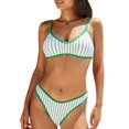 thumbnail image 1 of UTSJKR Women High Waisted Bikini Sets Striped Tummy Control Swimsuit Two Piece Bathing Suit Full Coverage Teen Triangle Top White XL, 1 of 8