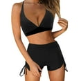thumbnail image 1 of UTSJKR Women High Waisted Bikini Sets Two Piece Swimsuit Athletic Bathing Suits Tummy Control Swimwear with Boy Shorts Black S, 1 of 3