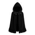 thumbnail image 1 of UTSJKR Women Long Hooded Velvet Cape, Big Bow‑Knot with Ruffled Hem, Full Length Cloak Robe for Halloween, Carnival and Fairytale Cosplay Black L, 1 of 9