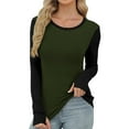 thumbnail image 1 of UTSJKR Women Long Sleeve Shirts Ribbed Knit Slim Fitted Tops Casual Basic Tight Tee T-Shirts 2026 Spring Underscrubs Layer Green XXL, 1 of 7