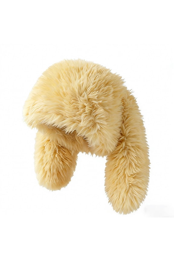 Women Lovely Cute Rabbit Ear Plush Knit Beanie Hat, Soft Warm Comfortable Material, Winter Outdoor Dating Leisure Fashion Headwear Orange