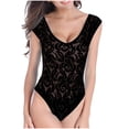 thumbnail image 1 of UTSJKR Women One Piece Swimsuit Sexy Scoop Neck Slimming Beachwear Fashion Floral Lace Modest Cap Sleeve Swimwear 2025 Black L, 1 of 4