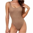 thumbnail image 1 of UTSJKR Women One Piece Swimsuit Solid Ribbed Monokini Swimwear Scoop Neck Low Back Bathing Suit 2026 Summer Swimwear Coffee M, 1 of 9