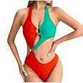 thumbnail image 1 of UTSJKR Women One Piece Swimsuit Tummy Control Fashoin Swimwear Color Block Swimming Bathing Suit Female Beachwear Red 4-6, 1 of 2