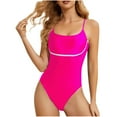 thumbnail image 1 of UTSJKR Women One Piece Tummy Control Bathing Suit High Cut Swimsuit Bottom Color Block Square Neck Push Up Swimwear Hot Pink M, 1 of 4