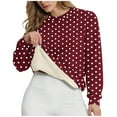 thumbnail image 1 of UTSJKR Women Oversized Polka Dot Print Sweatshirt Drop Shoulder Fashion Spring Crewneck Y2K Aesthetic Pullover Cozy Fleece Sweater Wine XXXL, 1 of 5