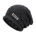 thumbnail image 1 of UTSJKR Women Premium Wool Blend Knit Earflap Beanie Hat, Thermal Fleece Lined Warm Design, Trendy Casual Cold Weather Daily Fashion Headwear Black, 1 of 1