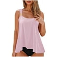 thumbnail image 1 of UTSJKR Women Ruffle High Waisted Tankini Swimsuit Tummy Control Bathing Suit 2025 Flowy Loose Fit Tankini Top with Bikini Bottom Pink S, 1 of 7