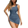 thumbnail image 1 of UTSJKR Women Sexy One Piece Swimsuit with Dress Tummy Control Swimsuits One Shoulder Mesh Bathing Suit Skirts Light Blue M, 1 of 4