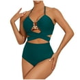 thumbnail image 1 of UTSJKR Women Slimming One Piece Swimsuits Front Tummy Control Sexy High Waisted Bathing Suit Wrap Tie Back 1 Piece Swimsuit Green 10, 1 of 1