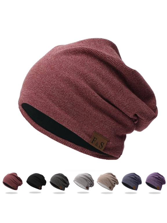 Women Slouch Beanie Skull Cap Long Baggy Hip-Hop Winter Spring Hat Chemo Caps Cancer Headwear Sleep Head Scarf Chemotherapy Beanie Hat Black