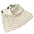 thumbnail image 1 of UTSJKR Women Solid Color Ribbed Knit Faux Collar Neck Guard Winter Triangular Turtleneck Scarf Shawl with Buttons Beige, 1 of 4