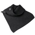 thumbnail image 1 of UTSJKR Women Solid Color Ribbed Knit Faux Collar Neck Guard Winter Triangular Turtleneck Scarf Shawl with Buttons Black, 1 of 4