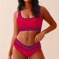 thumbnail image 1 of UTSJKR Women Sporty Bikini Sets 2025 High Waisted Two Piece Swimsuits Color Block Cheeky High Cut Bathing Suits Red XXL, 1 of 7