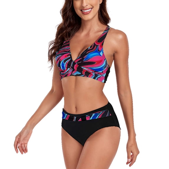 UTSJKR Women Swimsuit with Cover Up Sporlike Two Piece Wrap Sarong Monokini Bikini Swimsuits Tummy Control Tankini Set Hot Pink XL
