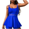 thumbnail image 1 of UTSJKR Women Tankini Swimsuits Fashion High Waisted Tummy Control Bathing Suits 2 Piece Swim Dress with Bottoms Swimwear Blue XL, 1 of 3