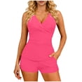 thumbnail image 1 of UTSJKR Women Tankini Swimsuits with Shorts - Two Piece Tummy Control Bathing Suits Top with Two Pockets Bottom Swimwear Hot Pink XL, 1 of 7