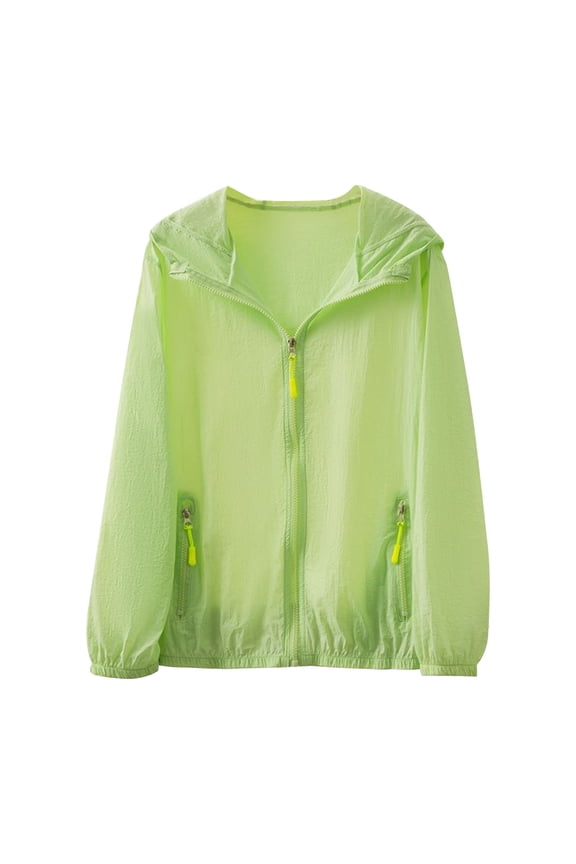 Women UPF 50 Hooded Jacket Lightweight Full Zip Athletic Running Sun Protection Long Sleeve Workout Hiking Outdoor Green M