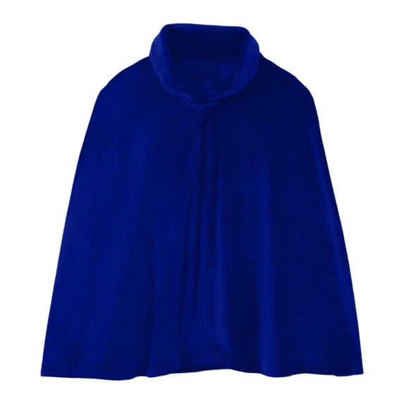 UTSJKR Women Velvet Short Cape, Stand Collar Button‑Front Cloak, Loose Open‑Front Poncho Outerwear for Halloween Cosplay and Daily Dress Matching Blue