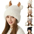 thumbnail image 1 of UTSJKR Women Warm Hat Cute Reindeer Antlers Knitted Winter Hats Crochet Earflap Knit Cap Beanie for Adults Kids Gray, 1 of 3