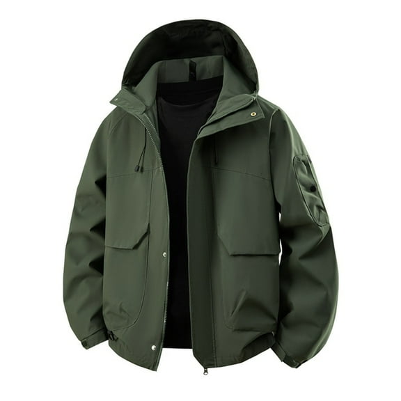 UTSJKR Women Waterproof Windbreaker with Adjustable Hood Plus Size Lightweight Mens Womens Hiking Cycling Rain Coat Jacket Green M