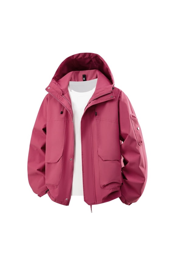 Women Waterproof Windbreaker with Adjustable Hood Plus Size Lightweight Mens Womens Hiking Cycling Rain Coat Jacket Pink XXXL