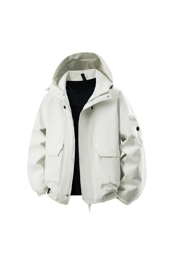 Women Waterproof Windbreaker with Adjustable Hood Plus Size Lightweight Mens Womens Hiking Cycling Rain Coat Jacket White XXL