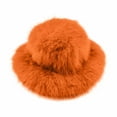 thumbnail image 1 of UTSJKR Women Winter Fuzzy Bucket Hat Warm Plush Faux Fur Fisherman Cap Mongolian Ski Beret Panama Caps Fluffy Ushanka Hat Orange, 1 of 3