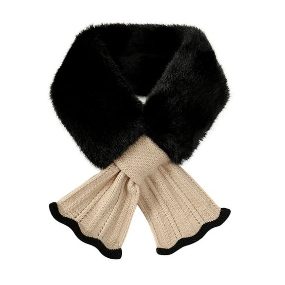 UTSJKR Women Winter Plush Scarf,Fur Scarf Neck Warmer,Womens Fur Collar Scarf,Furry Criss Cross Scarf Faux Rex Rabbit Hair Scarf Brown