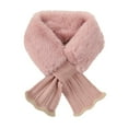 thumbnail image 1 of UTSJKR Women Winter Plush Scarf,Fur Scarf Neck Warmer,Womens Fur Collar Scarf,Furry Criss Cross Scarf Faux Rex Rabbit Hair Scarf Pink, 1 of 4