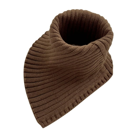 UTSJKR Women Winter Rib Knit Turtleneck Faux Collar Solid Color Detachable Triangular Scarf Wrap Windproof Neck Warmer Coffee