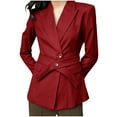 thumbnail image 1 of UTSJKR Women's 2024 Fashion Blazers Belted Formal Business Office Work Jackets Elegant Solid Long Sleeve Slim Fit Outwear Wine M, 1 of 6