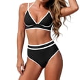 thumbnail image 1 of UTSJKR Women's 2026 New Solid Two Piece Bikini Set, European Slim Fit Trendy Bathing Suit, Cross Border Beach Swimwear Black L, 1 of 6