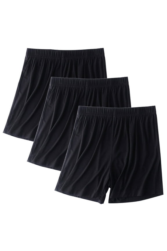 Women's 3 Pack Cotton Pajama Shorts Soft Stretch Comfy Sleep Bottoms Lounge Shorts with Pockets Home Shorts Black XL