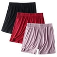 thumbnail image 1 of UTSJKR Women's 3 Pack Cotton Pajama Shorts Soft Stretch Comfy Sleep Bottoms Lounge Shorts with Pockets Home Shorts Wine L, 1 of 2