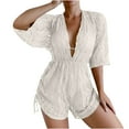 thumbnail image 1 of UTSJKR Women's 3 Piece Bikini Set Halter Triangle High Cut Swimsuit Sheer Lace Mesh Cover Up Romper Jumpsuit Coverup Khaki XL, 1 of 4
