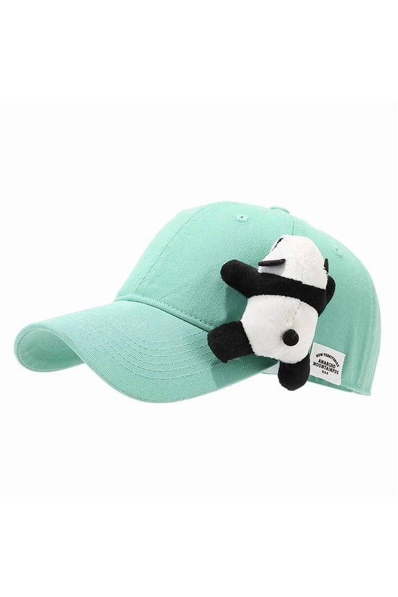 Women's 3D Panda Plush Baseball Cap, Cute Cartoon Adjustable Duckbill Hat Outdoor Street Fashion Army Green