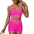 thumbnail image 1 of UTSJKR Women's Bikini Set with Boyshort Bottoms Scoop Neck Two Piece Swimsuit for Beach Pool Water Sports Swimwear Hot Pink XXL, 1 of 5