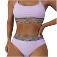 thumbnail image 1 of UTSJKR Women's Bikini Sets Leopard Trim 2 Piece High Waisted Swimsuit Scoop Neck Adjustable Spaghetti Straps Bathing Suit Purple 14, 1 of 6