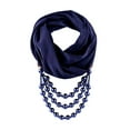 thumbnail image 1 of UTSJKR Women's Bohemian Chiffon Scarf Necklace Retro Ethnic Crystal Bead Jewelry Pendant Accessory Infinity Scarves Navy, 1 of 1