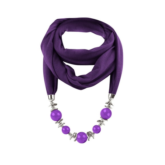 UTSJKR Women's Bohemian Chiffon Scarf Necklace Retro Ethnic Crystal Bead Jewelry Pendant Accessory Infinity Scarves Purple