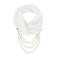 thumbnail image 1 of UTSJKR Women's Bohemian Chiffon Scarf Necklace Retro Ethnic Crystal Bead Jewelry Pendant Accessory Infinity Scarves White, 1 of 1